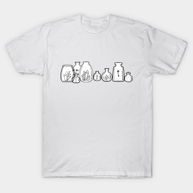 Cute witch Jar illustrations with crystals T-Shirt by Mayarart